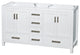 Sheffield 60" White DBL Vanity, Carrara Marble Top, UM Sq Sinks, 24" Mrrs
