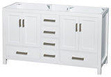 Sheffield 60" White DBL Vanity, Carrara Marble Top, UM Sq Sinks, 24" Mrrs