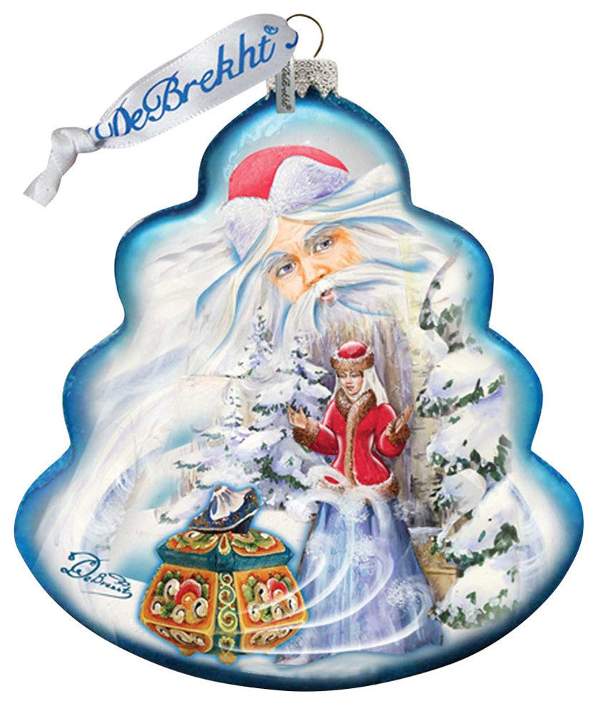 Hand Painted Treasure Chest Tree Glass Scenic Ornament
