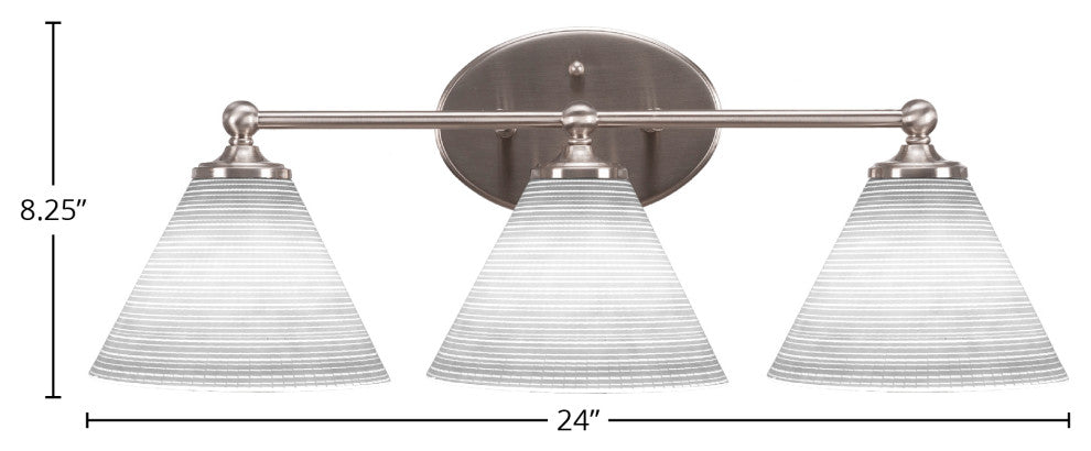 Capri 3-Light Bath Bar, Brushed Nickel/White Matrix