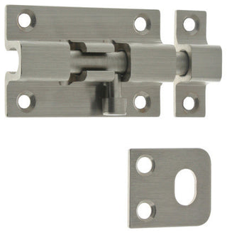 Genuine Solid Brass 2" Security Barrel Bolt, Satin Nickel