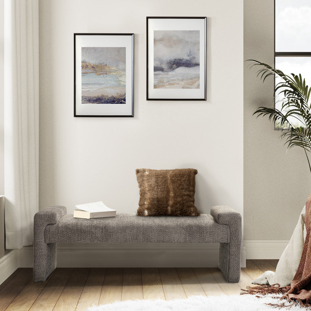 Severin Upholstered Bench, Gray