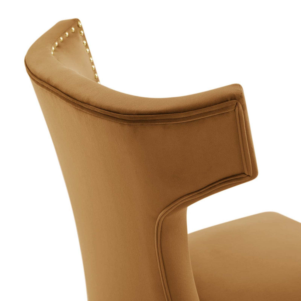 Curve Performance Velvet Dining Chairs, Set of 2, Cognac