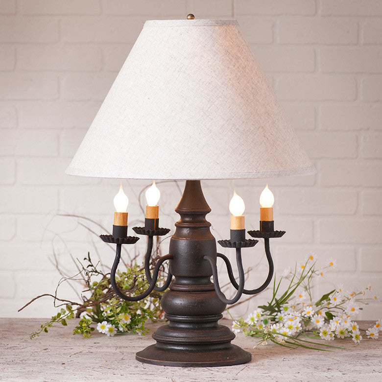 Handcrafted Wood Harrison Table Lamp With Linen Shade, Black