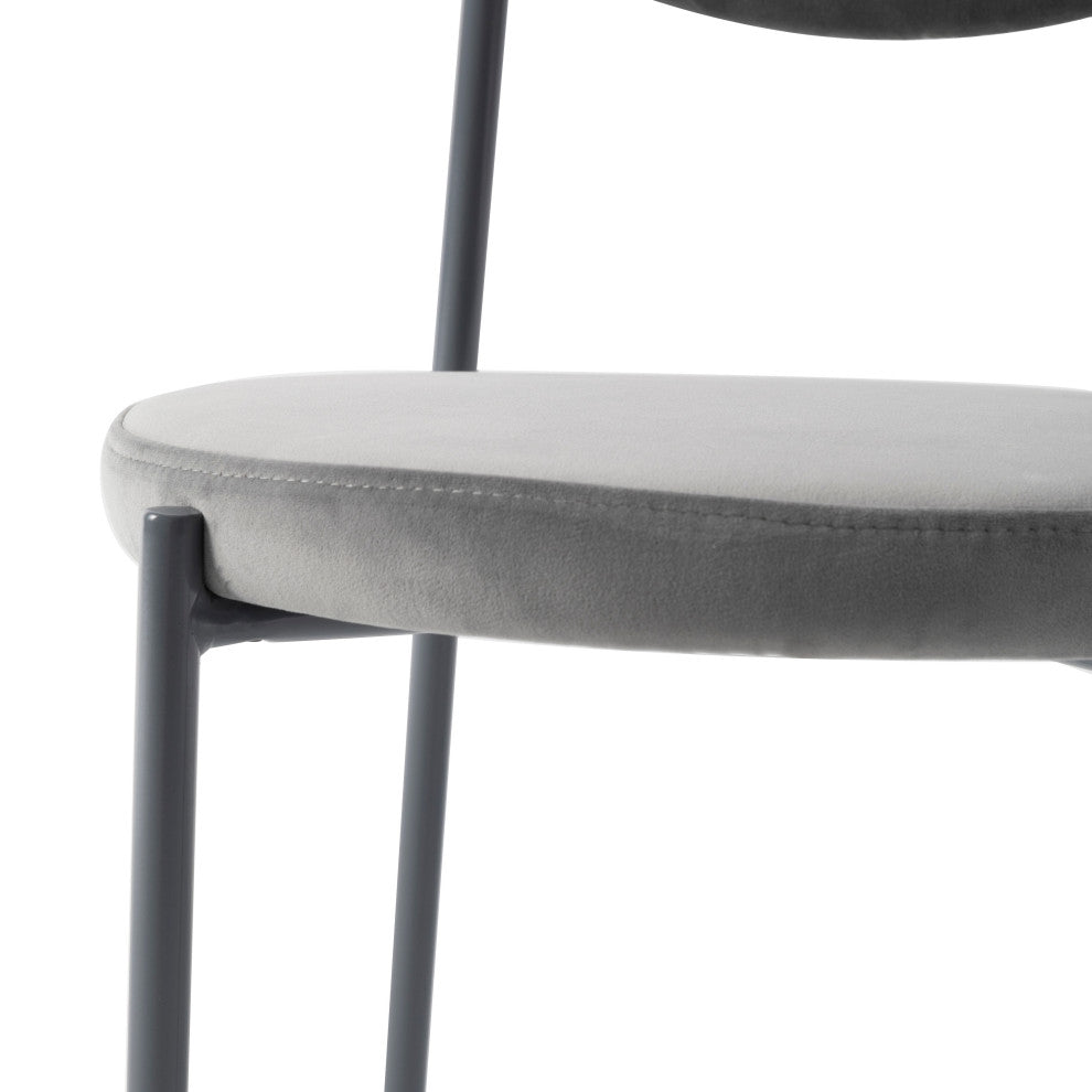 LeisureMod Euston Modern Velvet Dining Chair with Grey Steel Frame, Gray