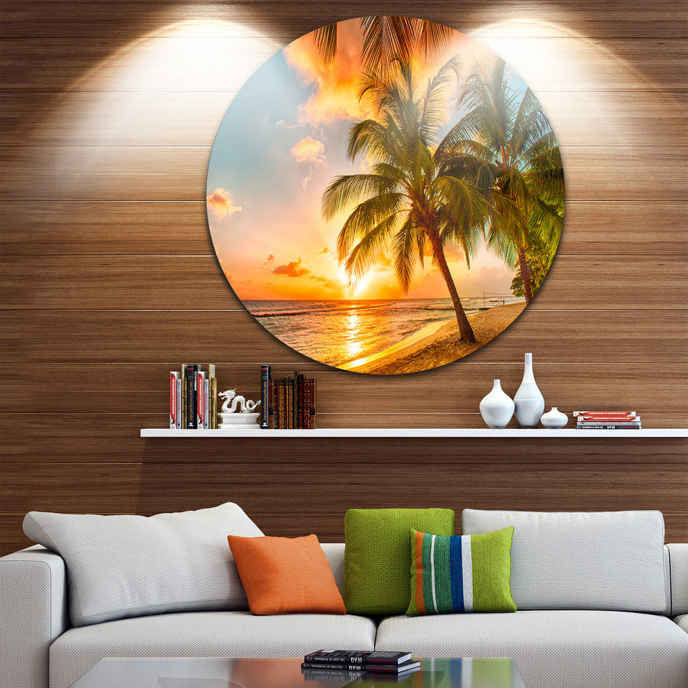Barbados Landscape, Photography Round Metal Wall Art, 11"
