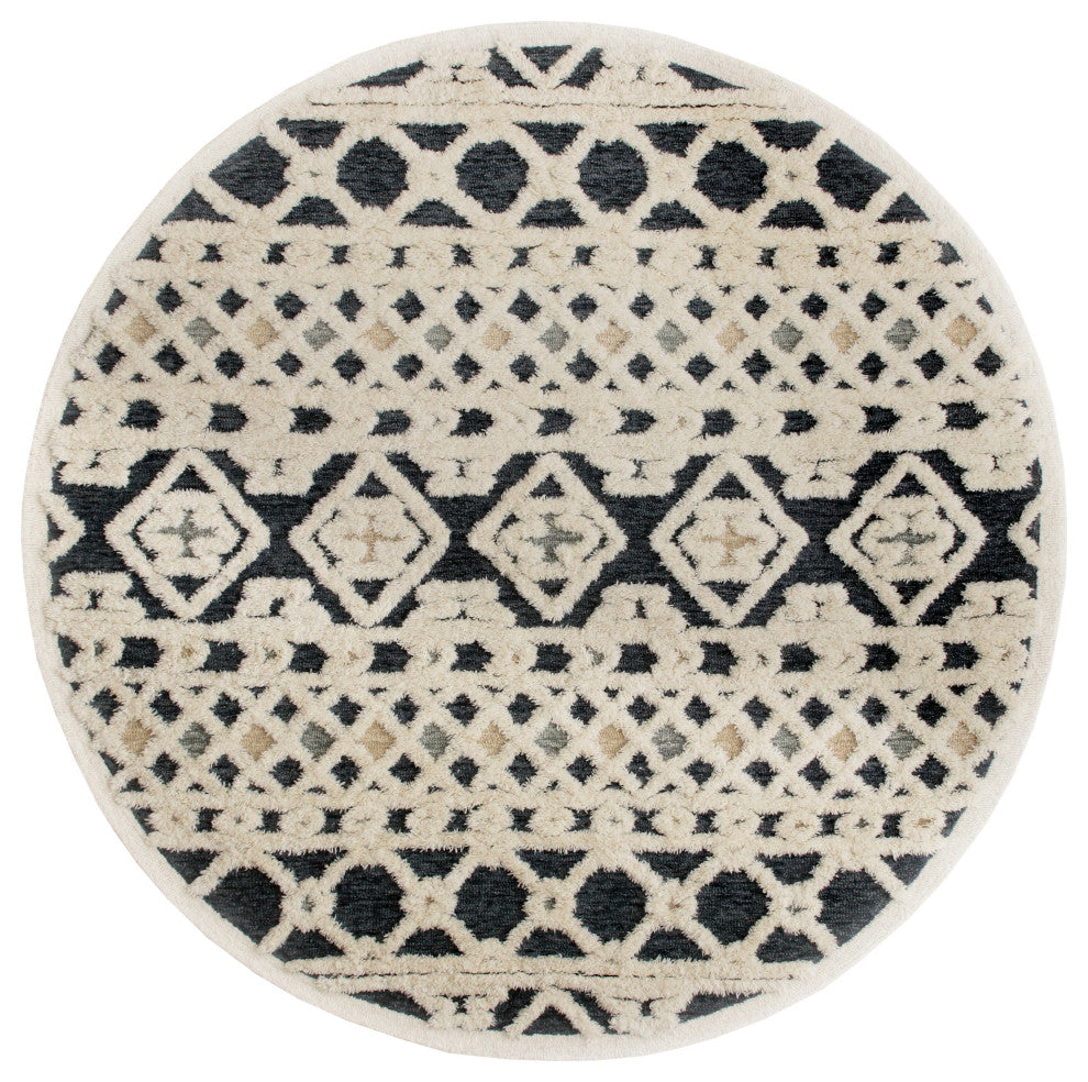 Diverse Modern Geometric Hand-Tufted Round Rug, 6'' Round
