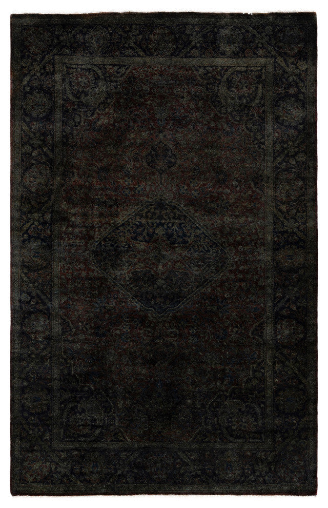 Overdyed One-of-a-Kind Hand-Knotted Area Rug Black, 4' 2" x 6' 3"