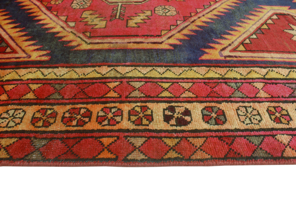 Fine Vintage Distressed Bruno Red/Gold Runner, 4'8x9'9