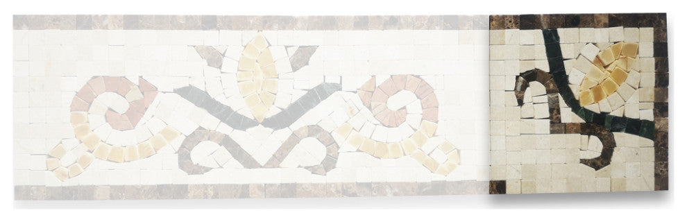 Bougainvillea Gold 4.7x4.7 Marble Mosaic Border Corner Tile Polished, 1 piece