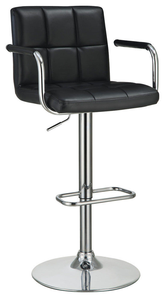 Faux Leather Adjustable Bar Stool, Black