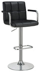 Faux Leather Adjustable Bar Stool, Black