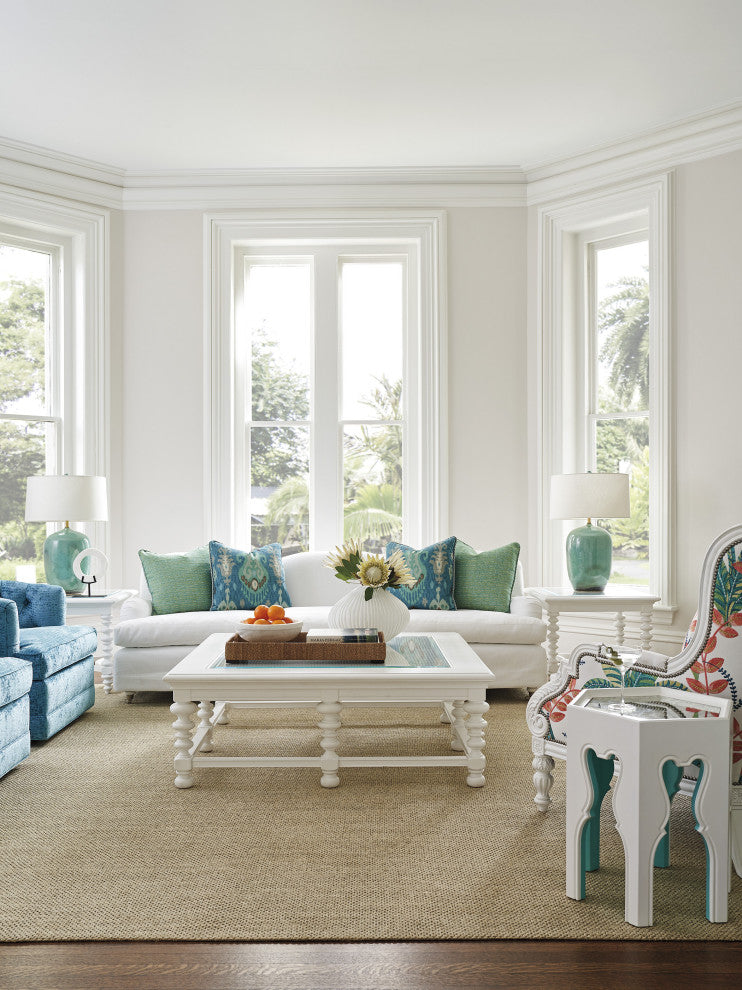 Bilbao Hexagonal End Table With Teal Accents