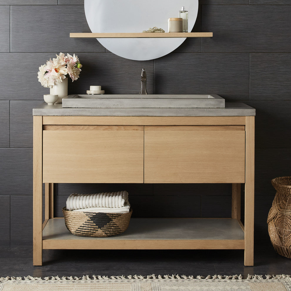 Solace Vanity with Ash Concrete Shelf, Base Only, Sunrise, 48"