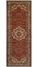 Fine Vintage Distressed Arslan Red/Ivory Runner, 3'6 x 9'7