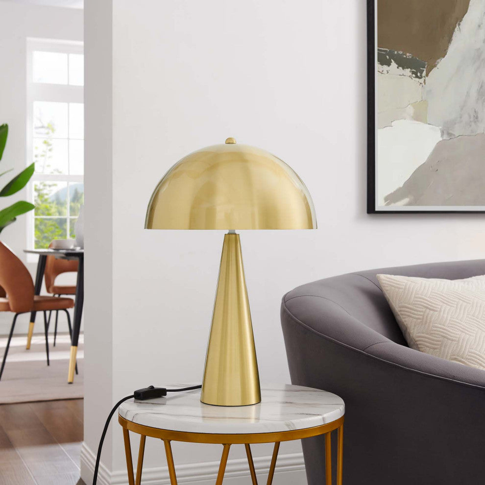 Selena Metal Table Lamp, Satin Brass