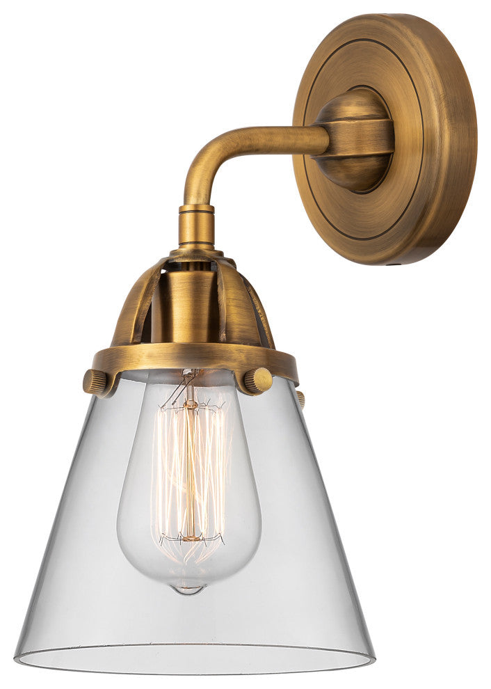 Small Cone Sconce, Brushed Brass, Clear, Clear