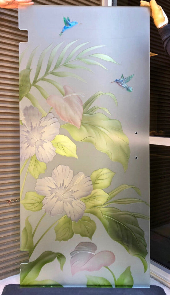 Interior Prehung Door or Interior Slab Door - Hibiscus Anthurium - Primed -...