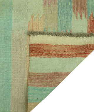 Sun Faded Flatweave Jaan Blue/Rust Rug, 6'5 x 9'8