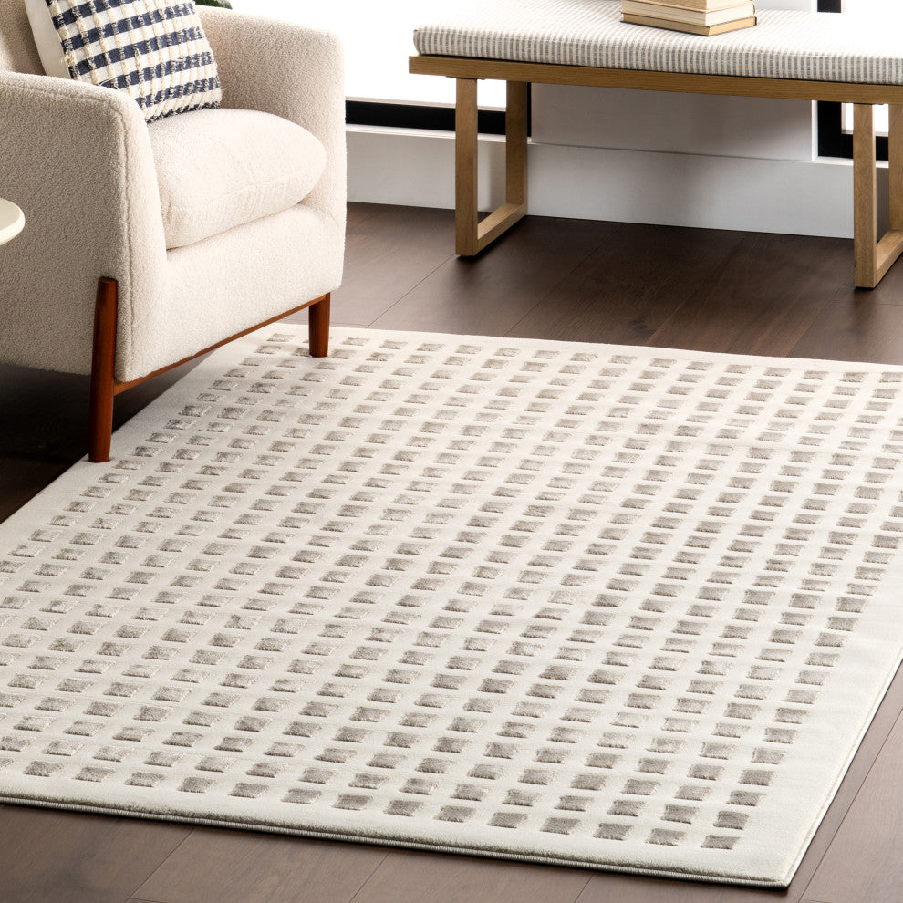 Nuloom Daleyza Checkered Washable Rug, Cream 6' Round
