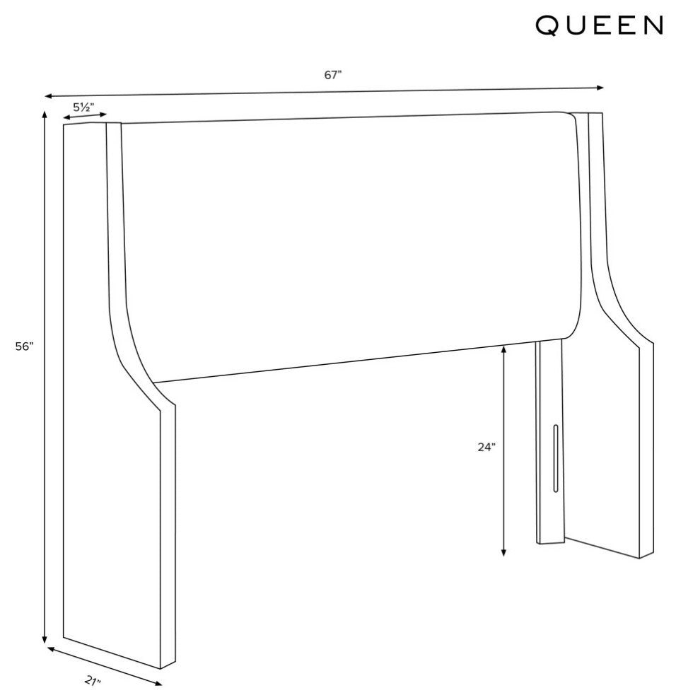Wingback Headboard, Linen Talc, Queen