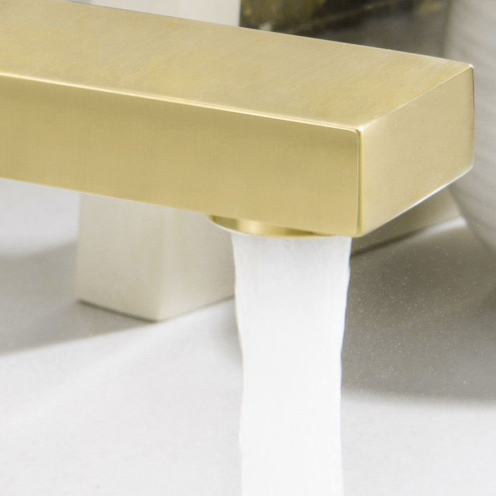 Deck Mounted Single Lever Handle Bathroom Sink Faucet, Brushed Gold