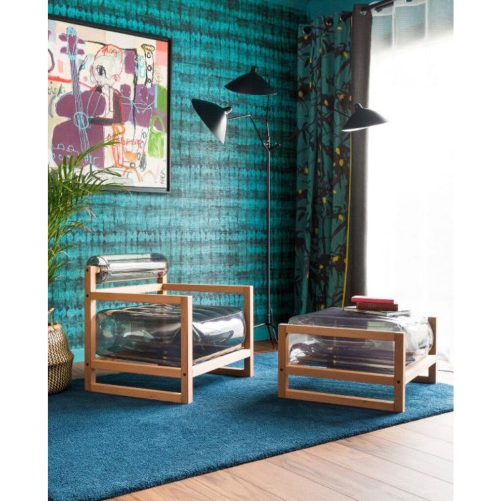 Mojow Yoko 4 Piece Living Room & Garden Set | Wooden Frame - Clear Transparent
