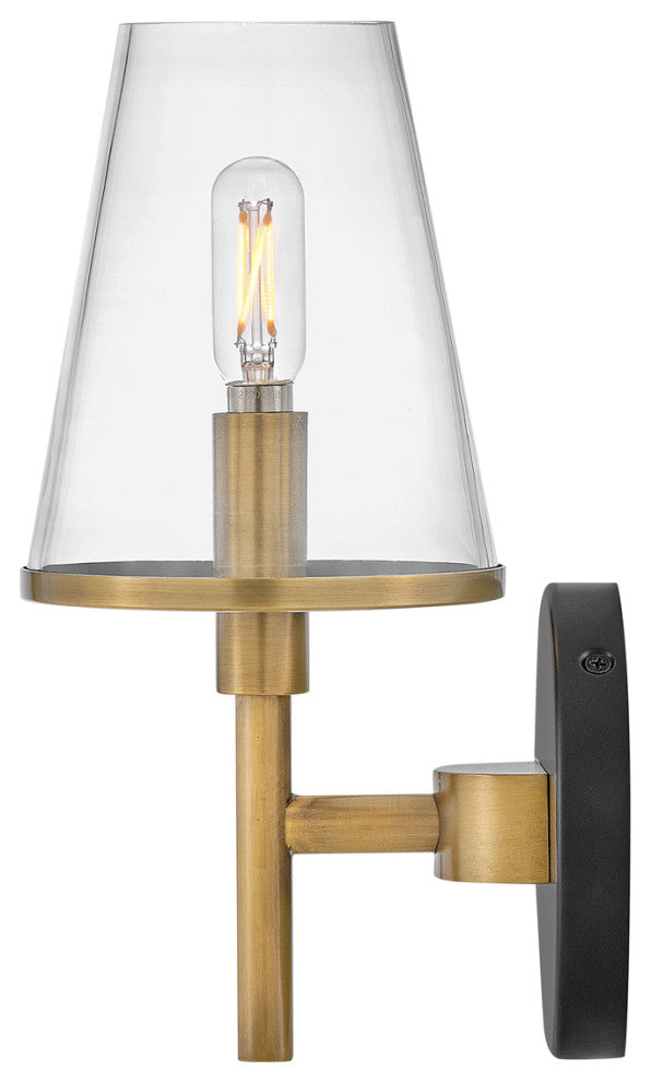 Hinkley Marten 5" Single Light Bath Vanity Fixture, Heritage Brass + Black