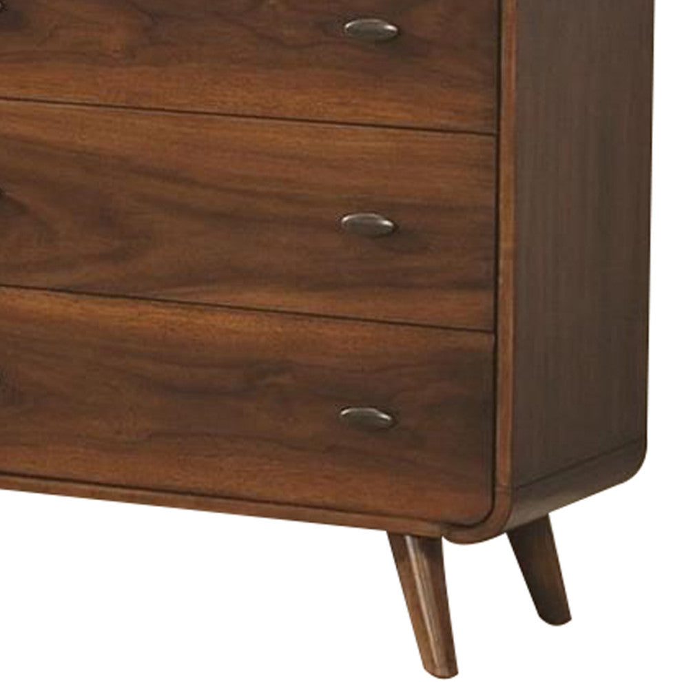 Benzara BM182738 Wooden Dresser With 6 Drawers, Dark Walnut Brown