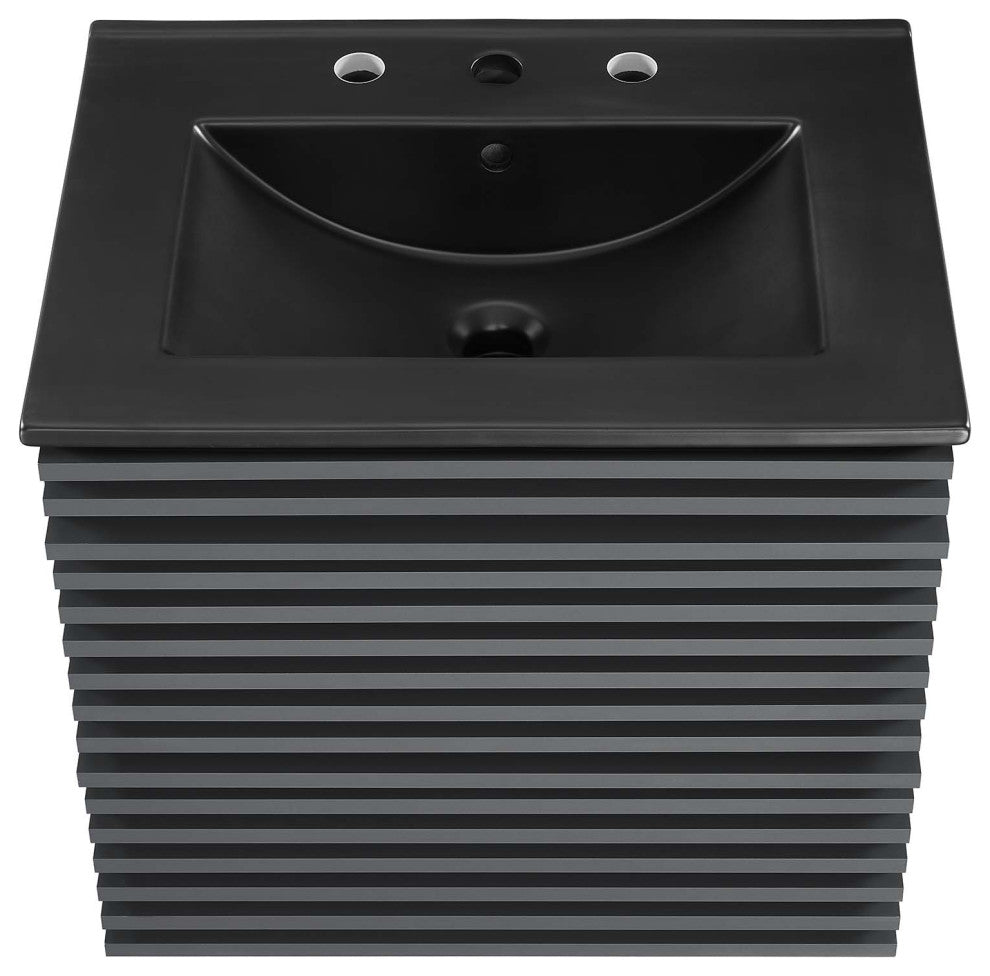 Render 24" Wall-Mount Bathroom Vanity, Gray Black