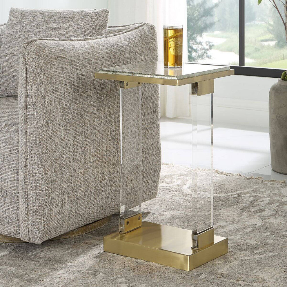 Uttermost Muse 14x25" Seeded Glass Accent Table