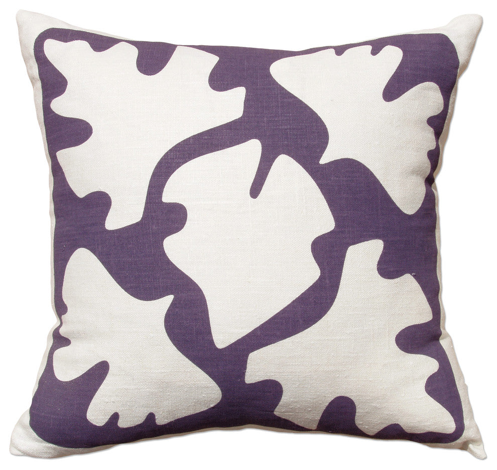 Hand Printed Linen Pillow - Shade, Purple