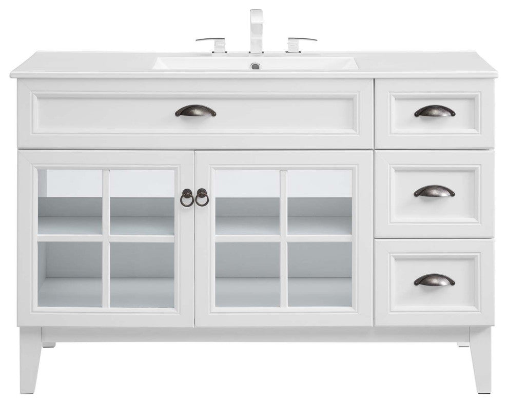 Isle 48" Bathroom Vanity Cabinet White White -5427