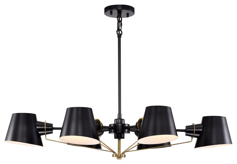 Baxter 6-Light Oval Chandelier, Black With Burnished Brass