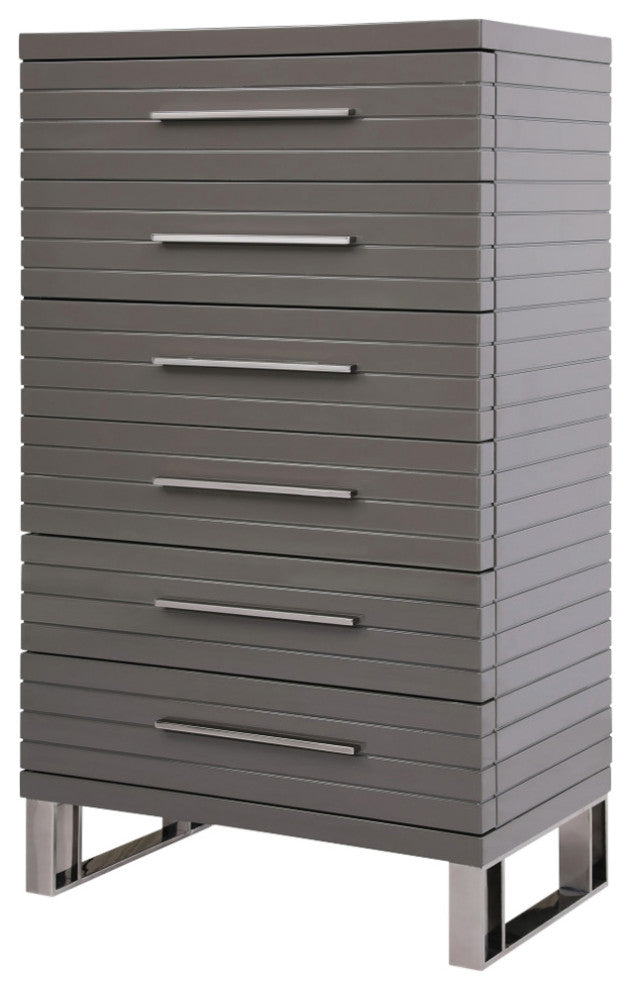 Modrest Splendor Grey High Gloss Slatted Chest