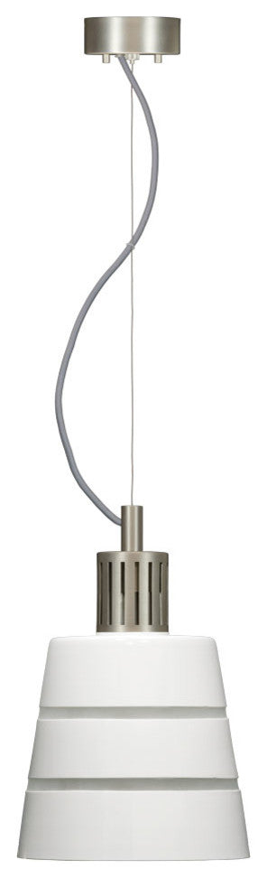 Madison White LED Handcrafted Glass Pendent, Satin Nickel 2700K 90Cri