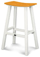 Polywood Contempo 30" Saddle Bar Stool, White / Tangerine