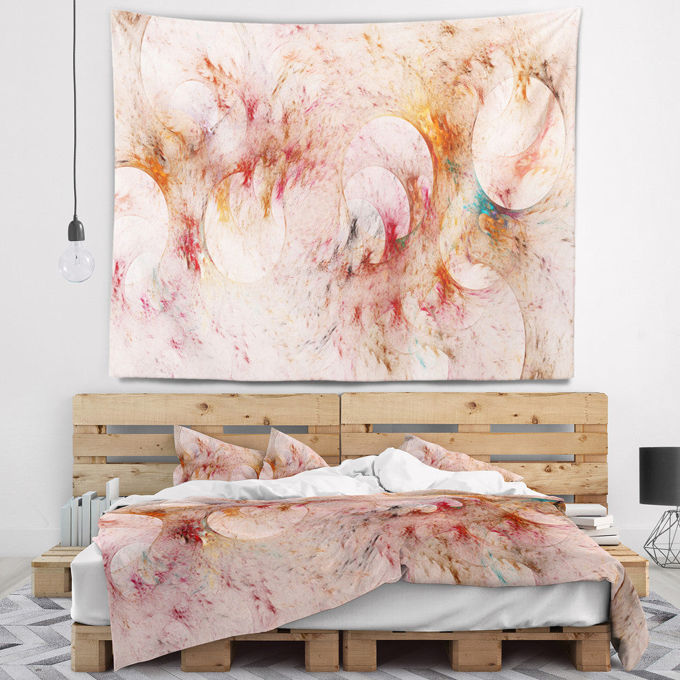 Red Circles Fractal Texture Abstract Wall Tapestry, 80"x68"