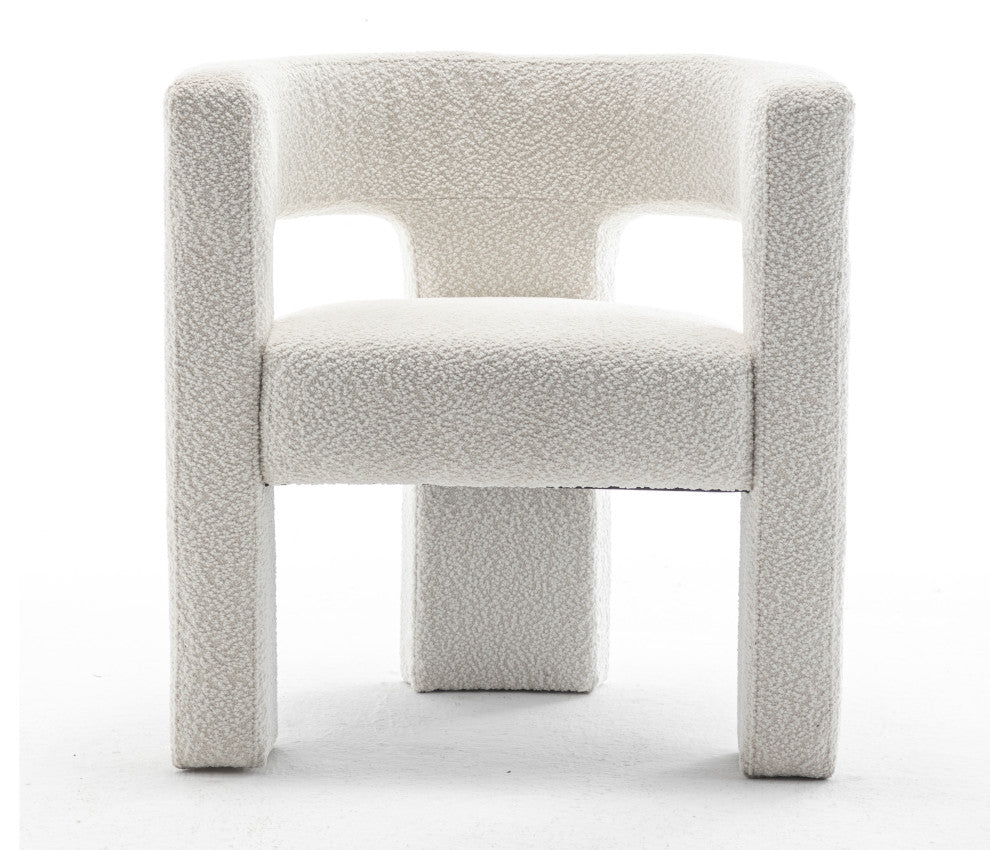 28" Wide Boucle Upholstered Square Armchair, Cream