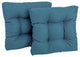 19" Squared Solid Polyester Tufted Dining Chair Cushions, Set of 2, Sea Blue