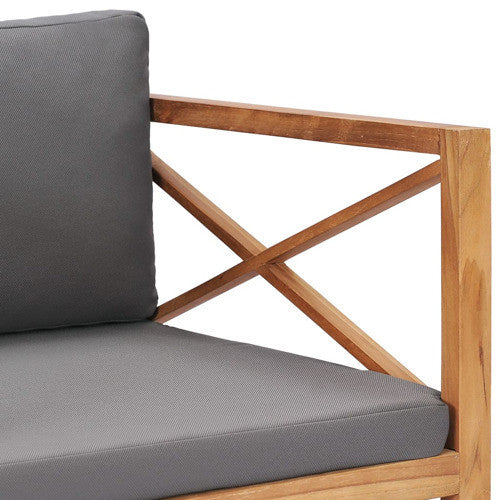 vidaXL Patio Chair Outdoor Patio Furniture with Gray Cushions Solid Wood Teak