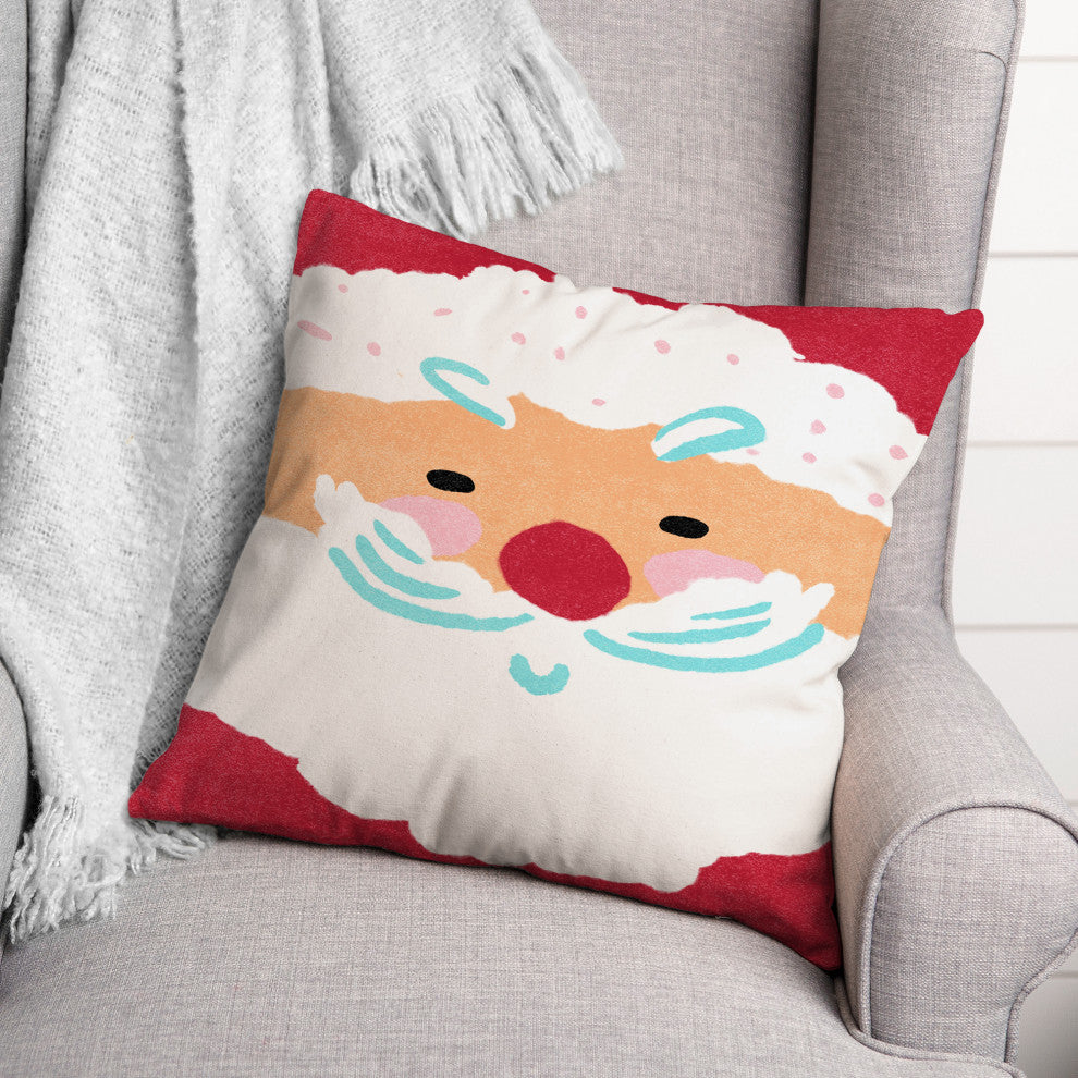 Santa Face 18x18 Spun Poly Pillow