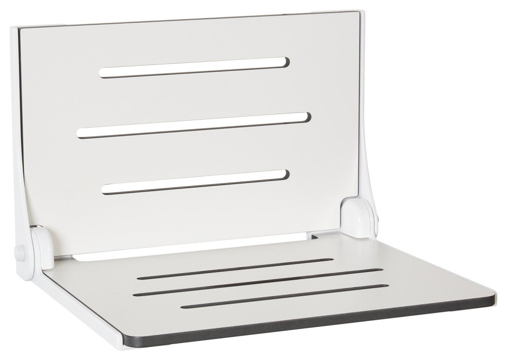 Silhouette Folding Wall Mount Shower Bench Seat, White Seat With White Frame