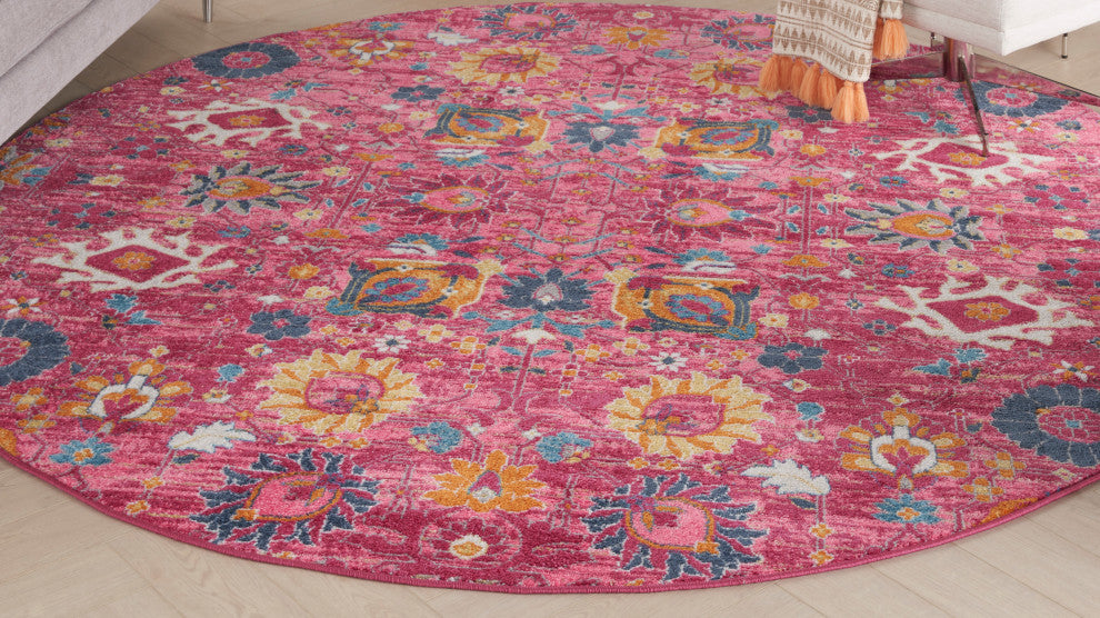 Nourison Passion 8' x Round Fuchsia Bohemian Indoor Area Rug
