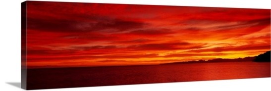 "Sunrise Mulege Baja California Mexico" Canvas Art, 36"x12"x1.25"