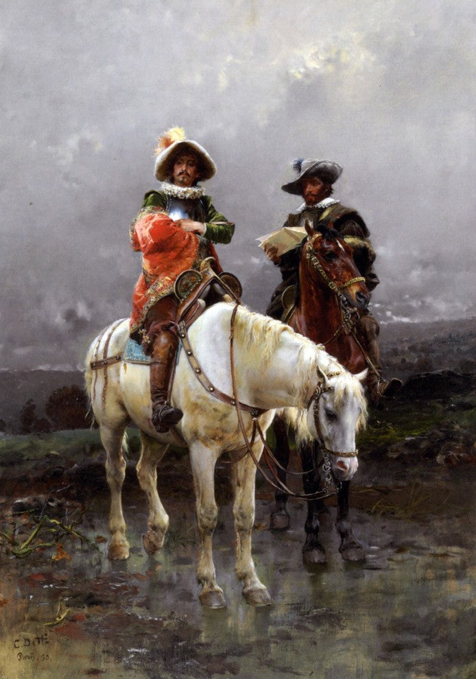 Cesare-Auguste Detti A Cavalier on a White Horse Wall Decal
