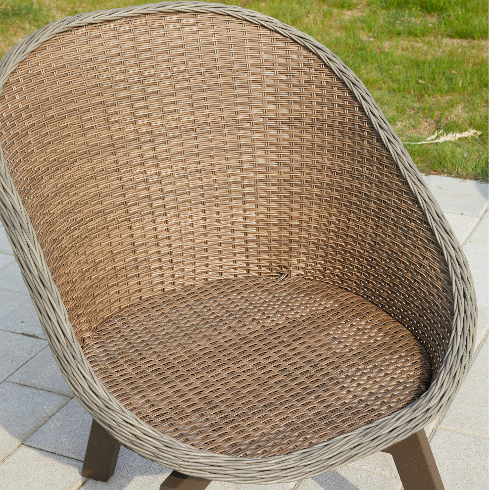 2 Pieces Patio Furniture Sets Outdoor Rotatable Chair Rattan Chair Set, Grey