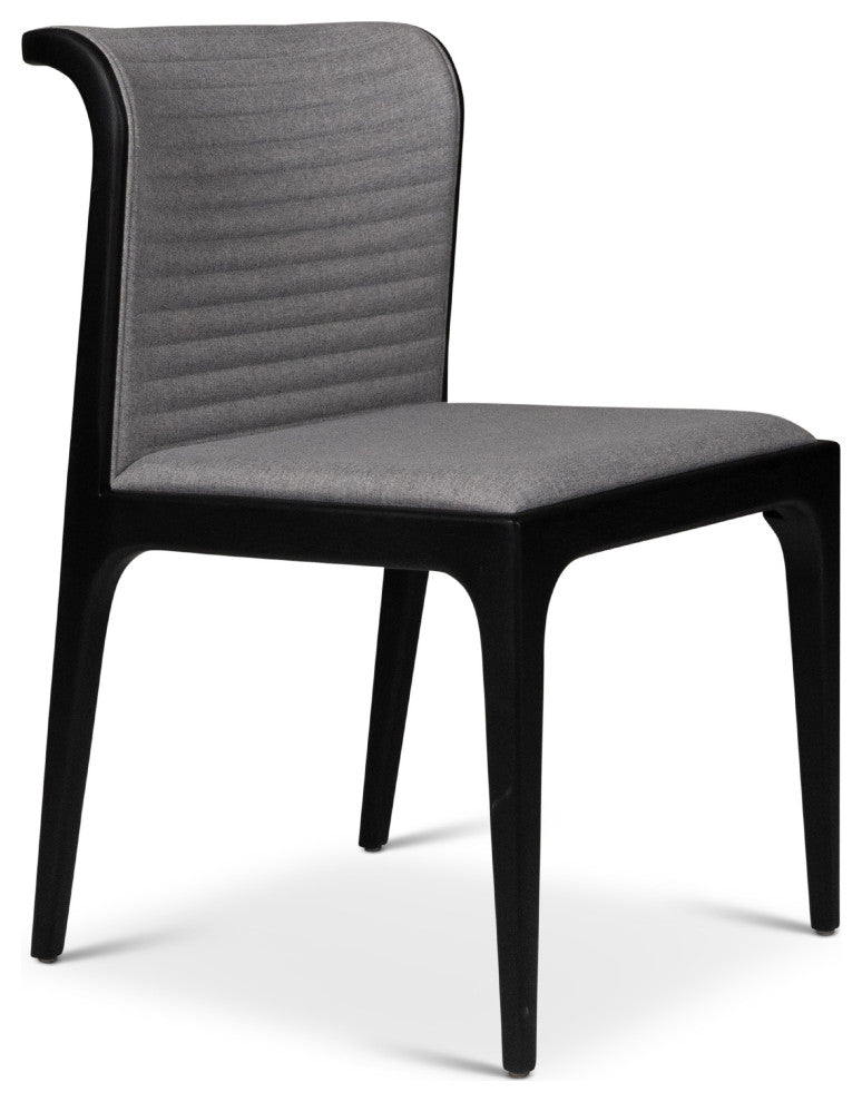 Modern Brazilian Eloa Side Chair Essence Gray Seat Ebano Frame