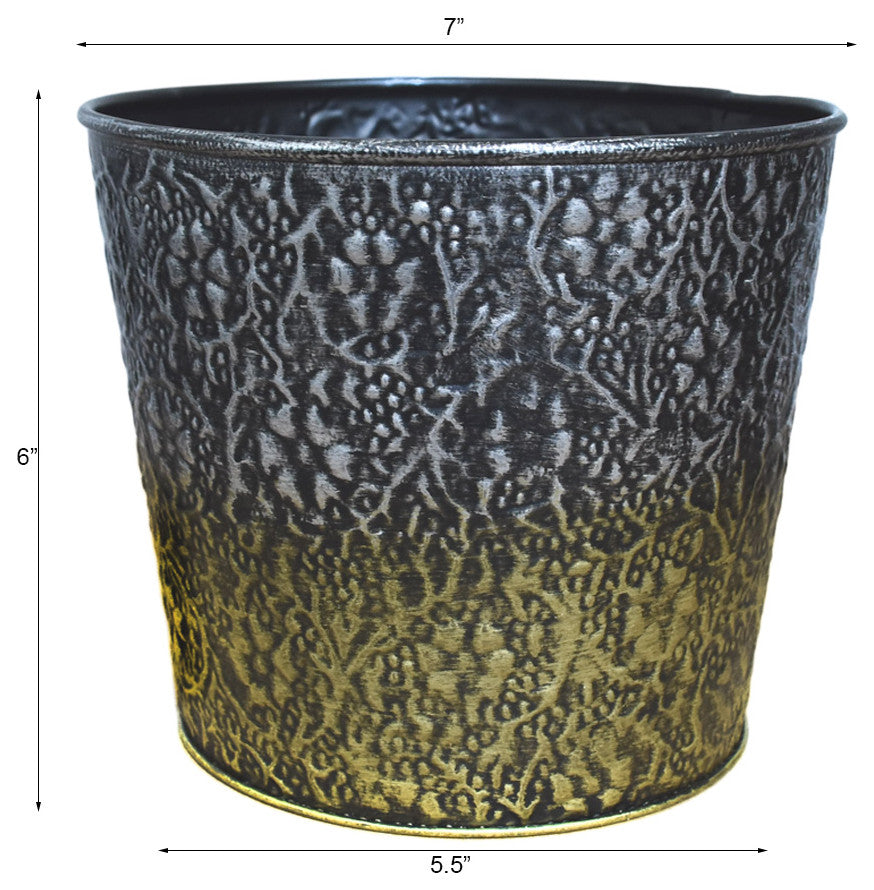 Handmade 100% Iron Round Modern Dusty Planters Pot Coated, Light Silver