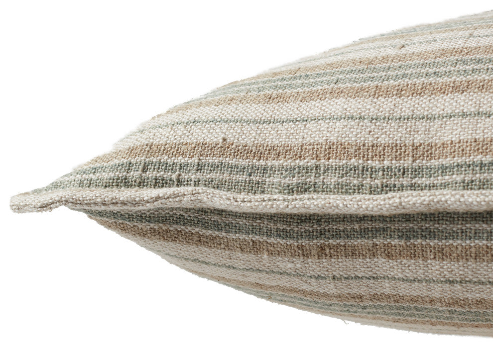 Jaipur Living Lucien Striped Pillow, Cream/Mint, 20"x20", Polyester Fill